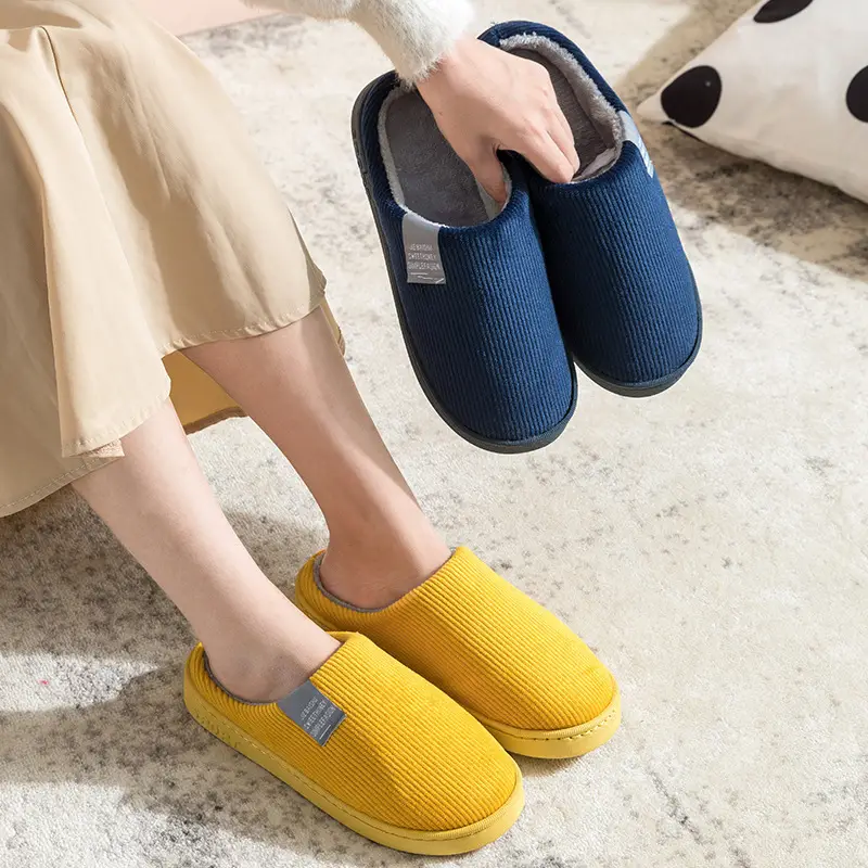 Women Cotton Slippers Green Moon Warm Indoor