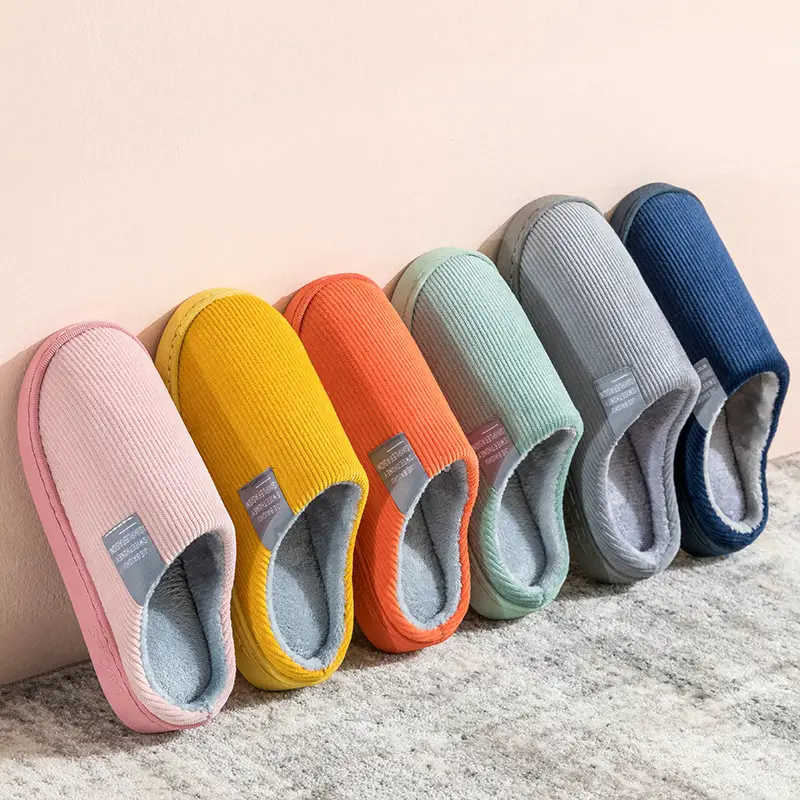 Women Cotton Slippers Green Moon Warm Indoor