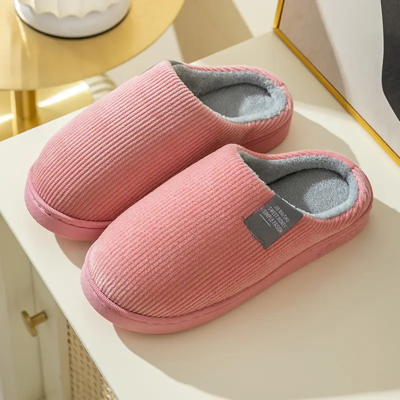 Women Cotton Slippers Green Moon Warm Indoor