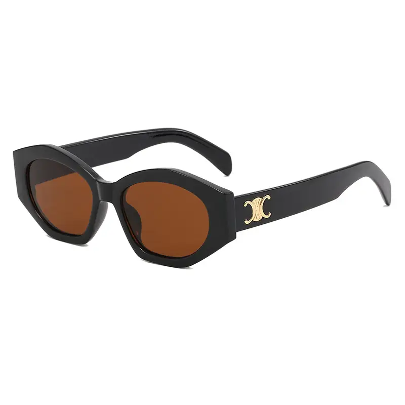 Women's Black Slim Sunglasses with Gold Logo