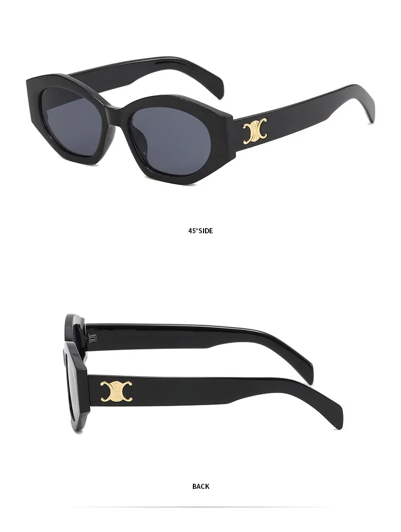Women's Black Slim Sunglasses with Gold Logo — feature 10