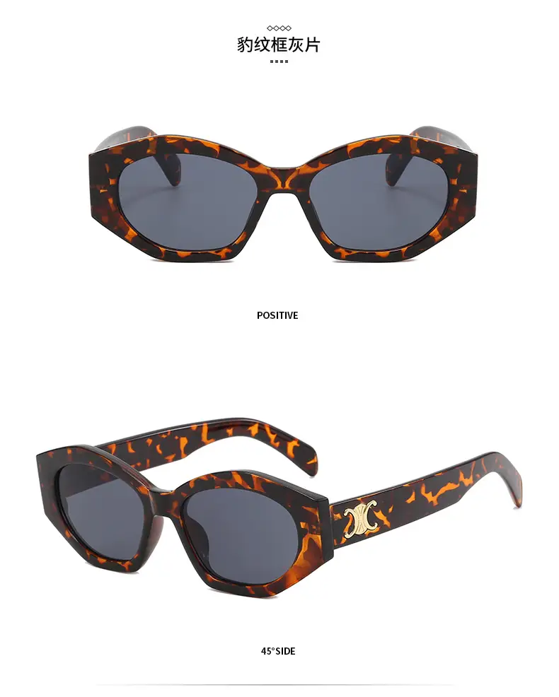 Women's Black Slim Sunglasses with Gold Logo — feature 12