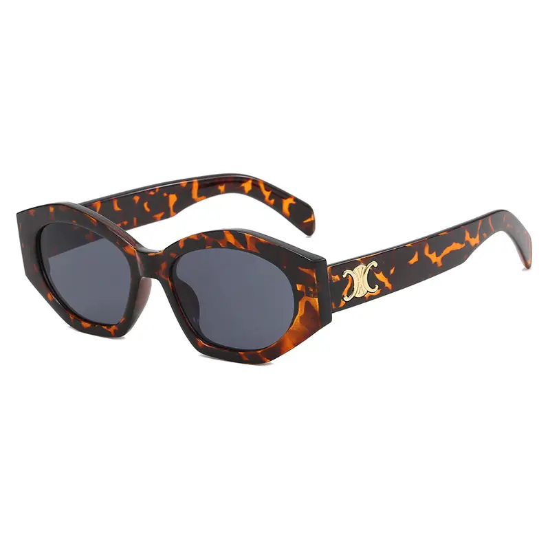Women's Black Slim Sunglasses with Gold Logo