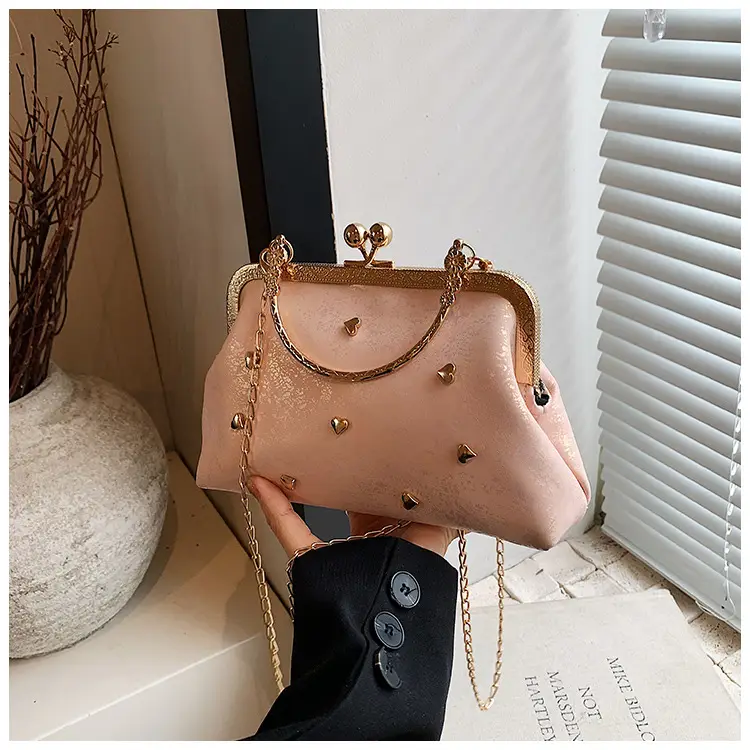 Black Velvet Buckle Shoulder Bag with Gold Chain — feature 23