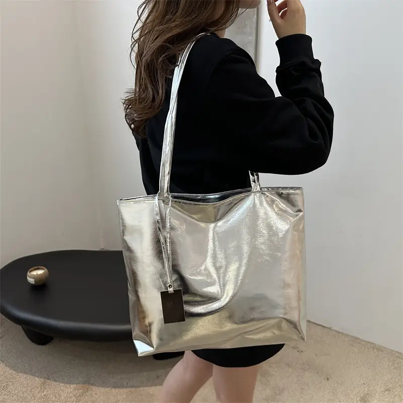 Gold Laser Shoulder Tote Bag Large Capacity 2024