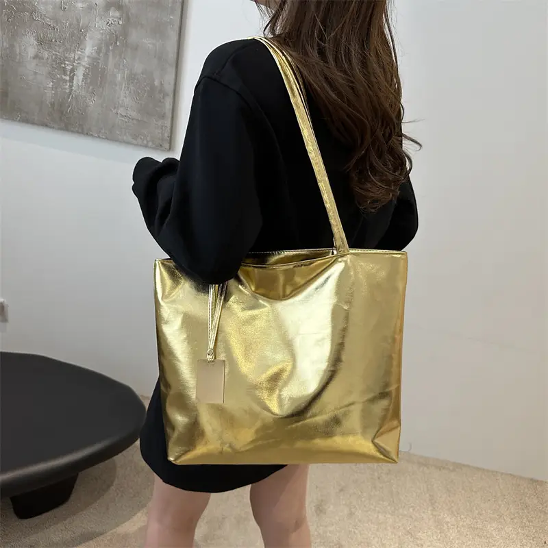 Gold Laser Shoulder Tote Bag Large Capacity 2024