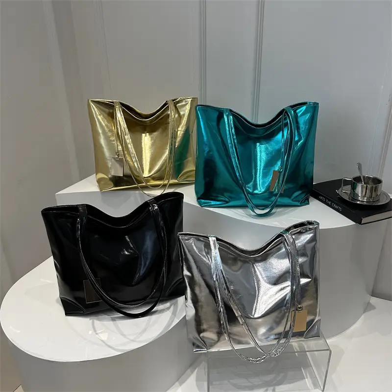 Gold Laser Shoulder Tote Bag Large Capacity 2024