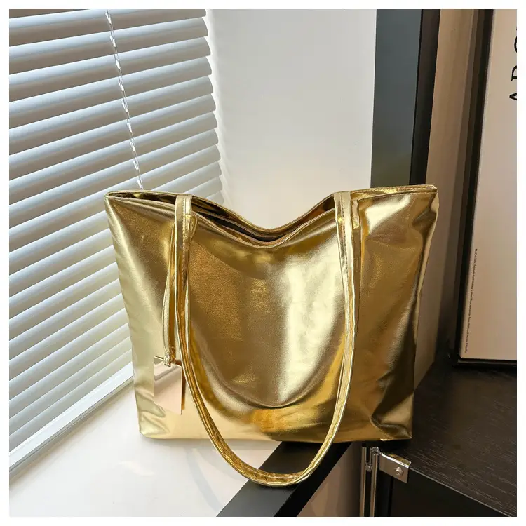 Gold Laser Shoulder Tote Bag Large Capacity 2024