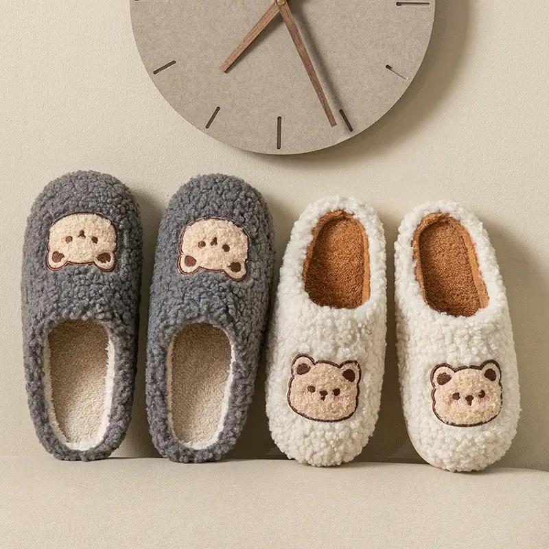 Cotton Slippers for Women in Winter, Non-Slip, Cute Bear, Indoor Home Use, Plush Couple Bag and Cotton Shoes for Men, 2025 New Style - Image 7
