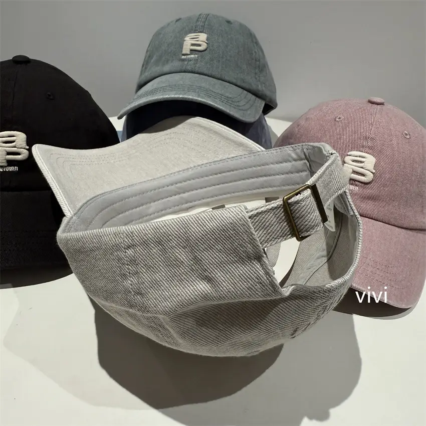 Vintage Washed Baseball Caps Grey Pink for Men Women — feature 3