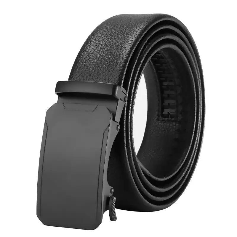 Men's Black Leather Belt with Automatic Buckle - Image 22