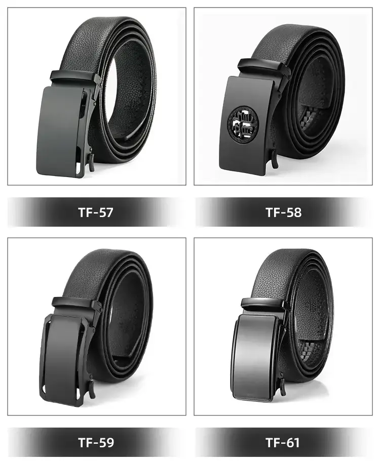 Men's Black Leather Belt with Automatic Buckle — feature 10