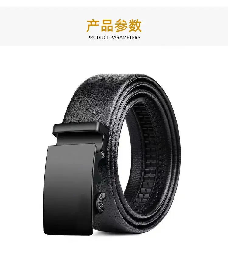 Men's Black Leather Belt with Automatic Buckle — feature 13