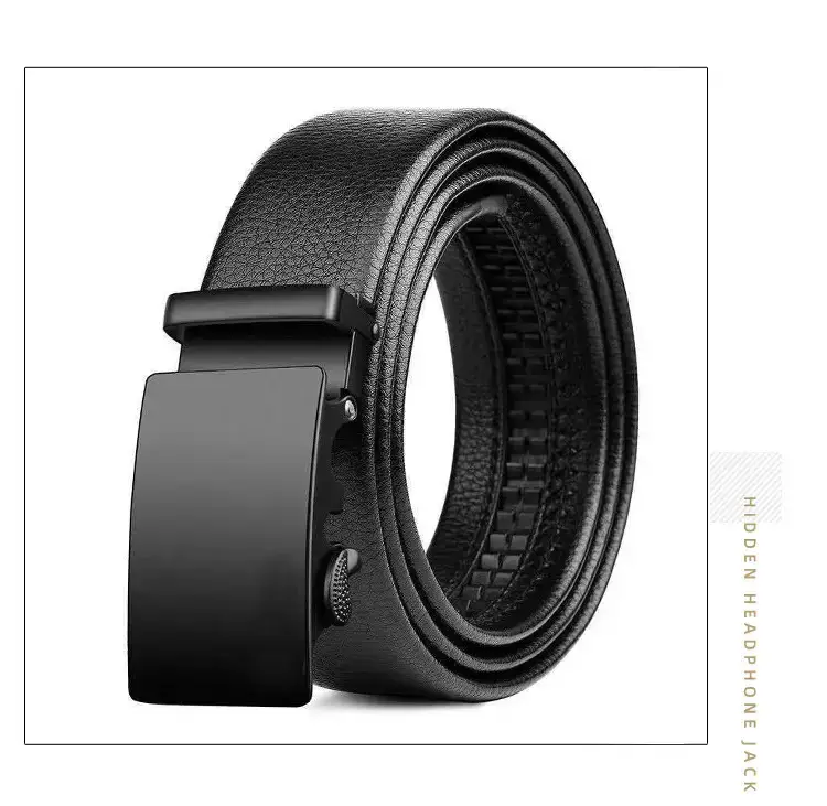 Men's Black Leather Belt with Automatic Buckle — feature 16