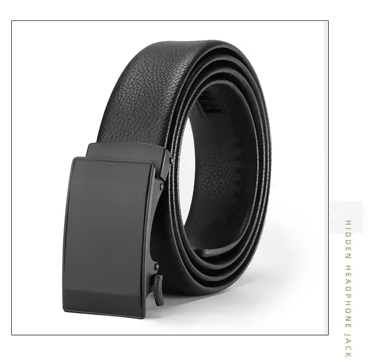 Men's Black Leather Belt with Automatic Buckle — feature 20