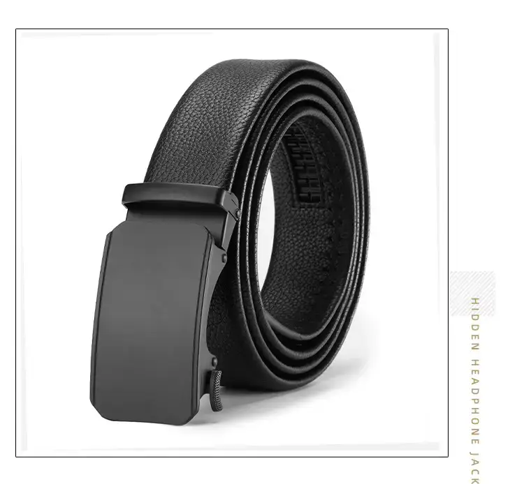 Men's Black Leather Belt with Automatic Buckle — feature 22