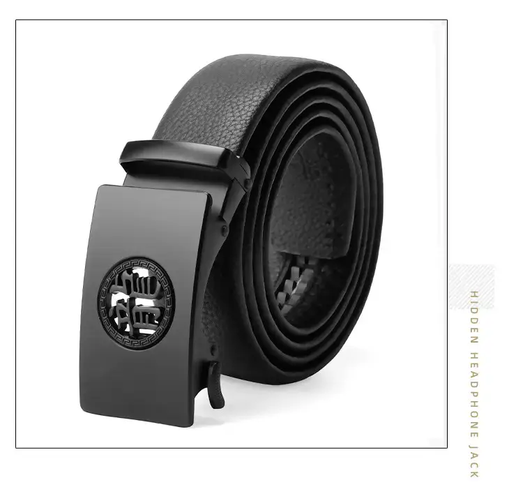 Men's Black Leather Belt with Automatic Buckle — feature 28