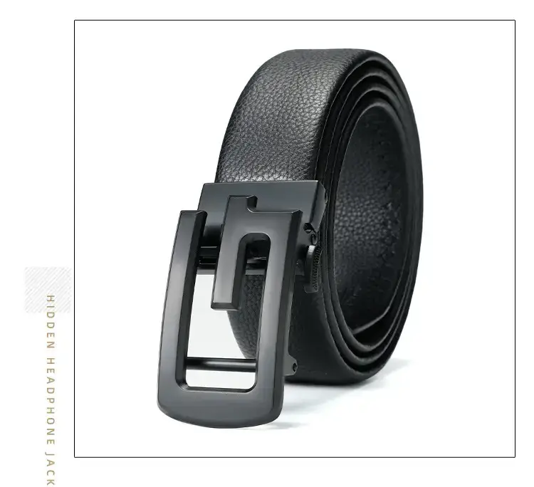 Men's Black Leather Belt with Automatic Buckle — feature 31