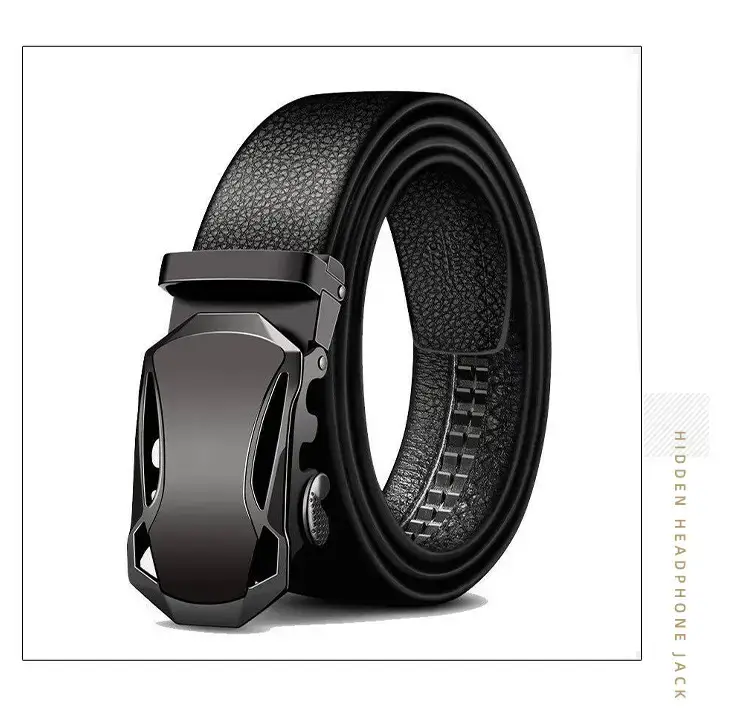 Men's Black Leather Belt with Automatic Buckle — feature 32