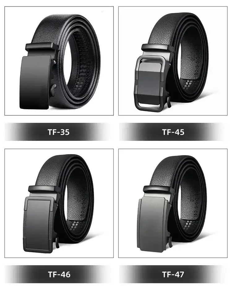 Men's Black Leather Belt with Automatic Buckle — feature 7