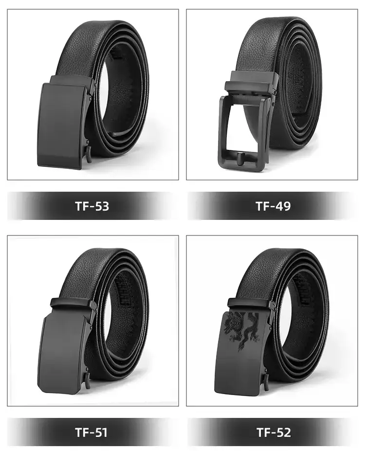 Men's Black Leather Belt with Automatic Buckle — feature 8