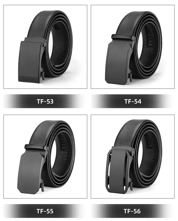 Men's Black Leather Belt with Automatic Buckle — feature 9