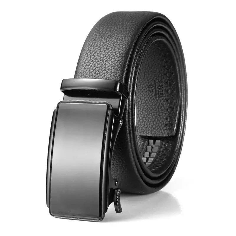 Men's Black Leather Belt with Automatic Buckle - Image 15