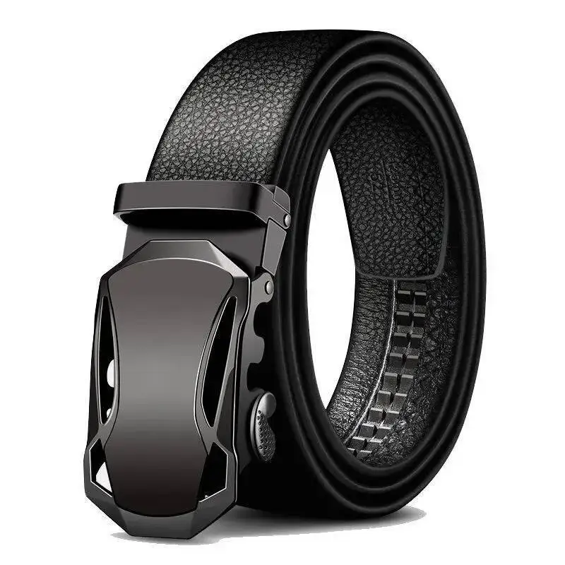 Men's Black Leather Belt with Automatic Buckle - Image 17