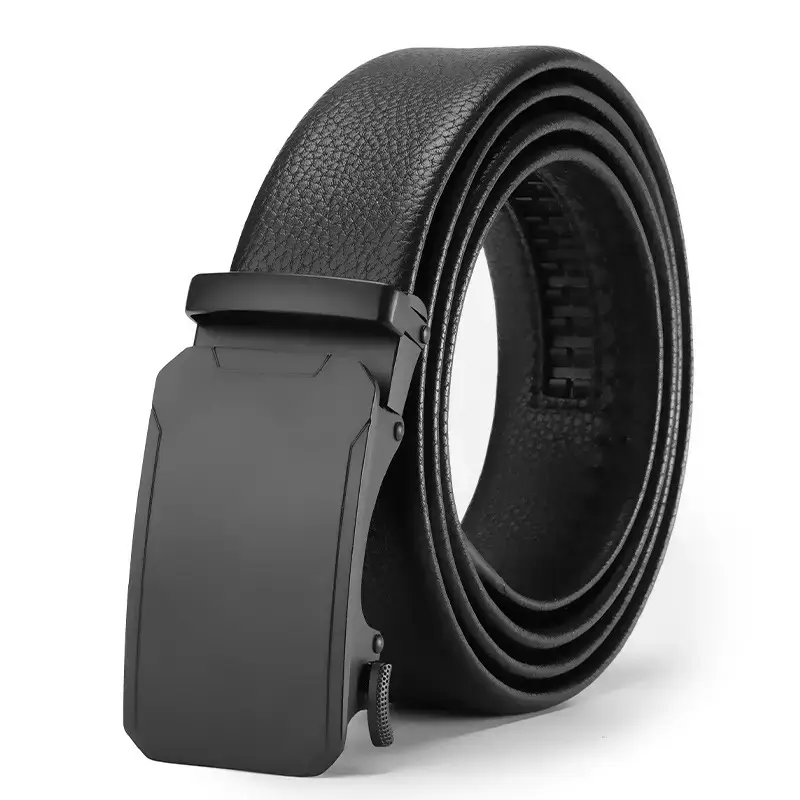 Men's Black Leather Belt with Automatic Buckle - Image 9