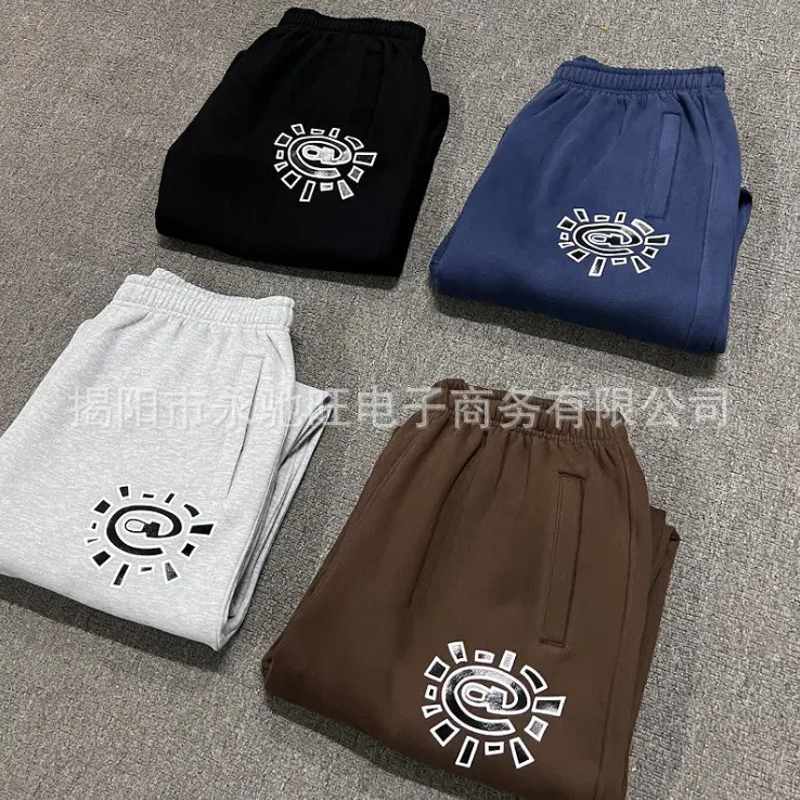 American Retro Printed Sweatpants Black Blue Brown White - Image 7