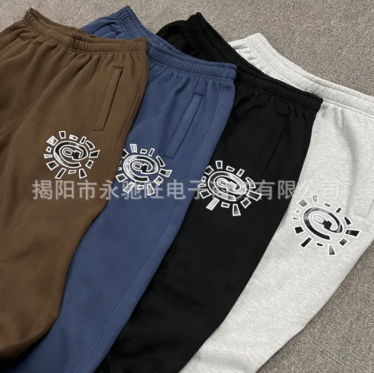 American Retro Printed Sweatpants Black Blue Brown White — feature 11