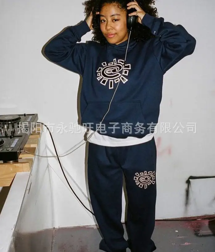 American Retro Printed Sweatpants Black Blue Brown White — feature 2