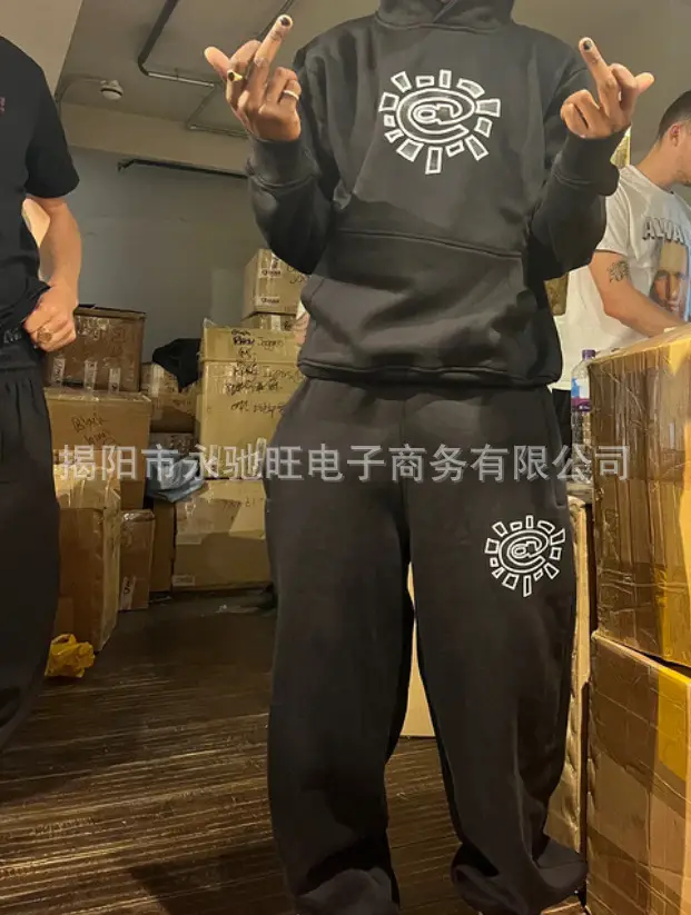 American Retro Printed Sweatpants Black Blue Brown White — feature 4