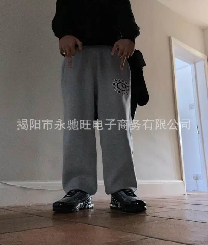 American Retro Printed Sweatpants Black Blue Brown White — feature 5