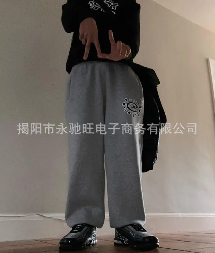American Retro Printed Sweatpants Black Blue Brown White — feature 6