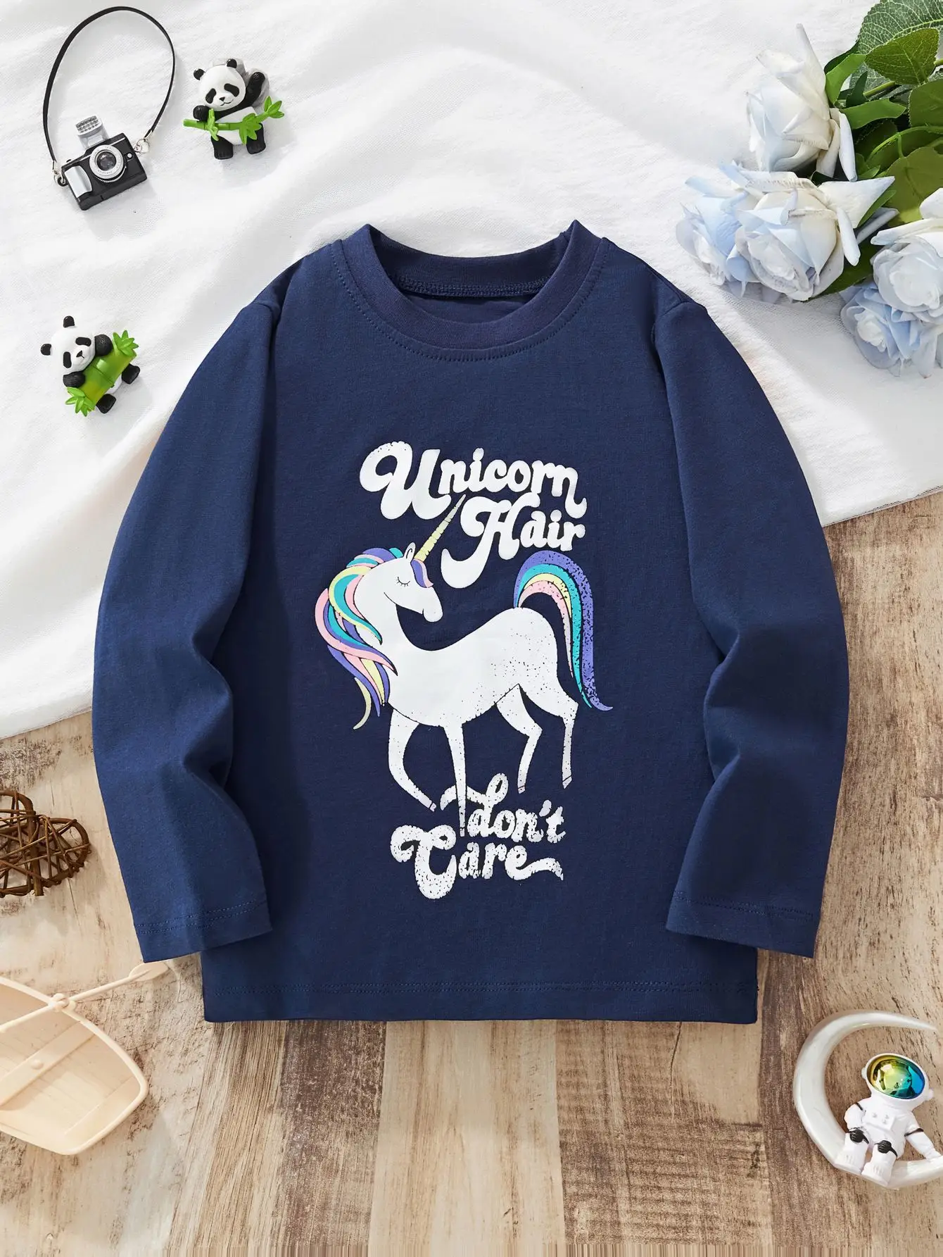 Unicorn Hair Long Sleeve T-Shirt Blue Medium