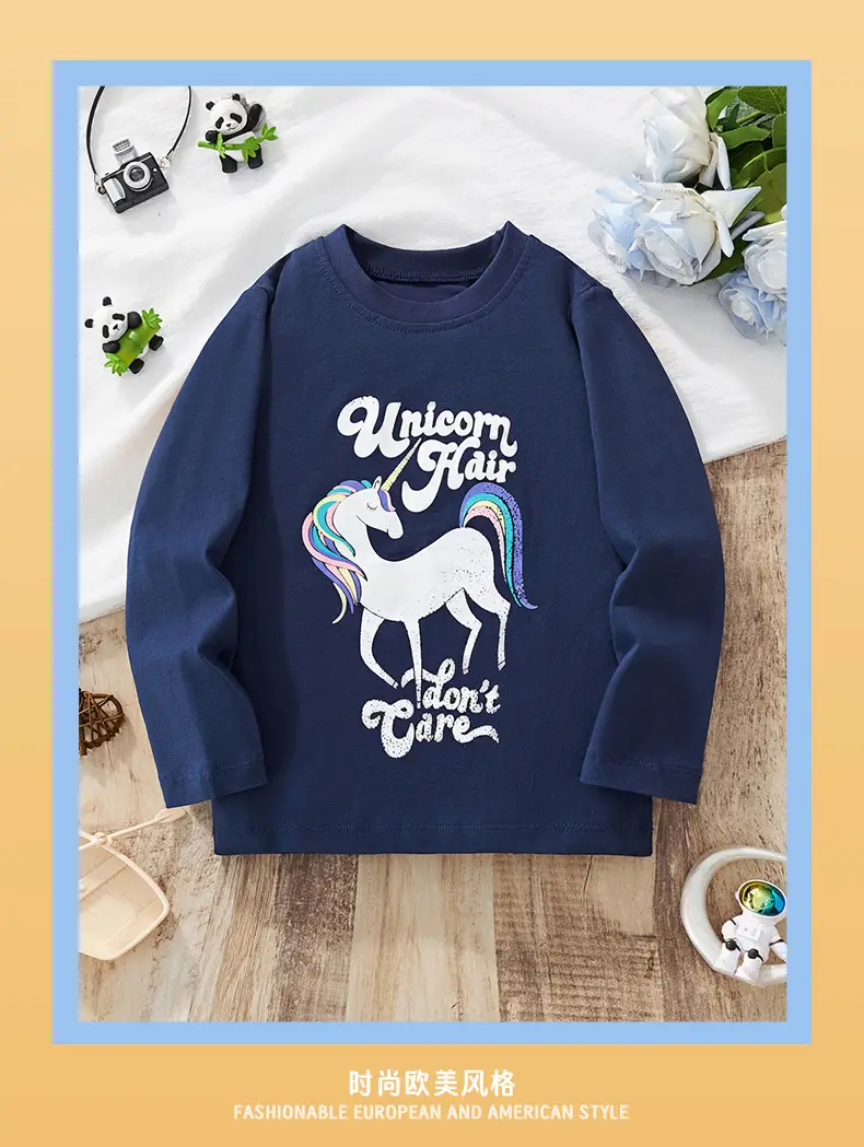 Unicorn Hair Long Sleeve T-Shirt Blue Medium — feature 3
