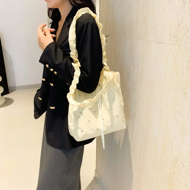 Pink Drawstring Shoulder Bag for Women - Image 6