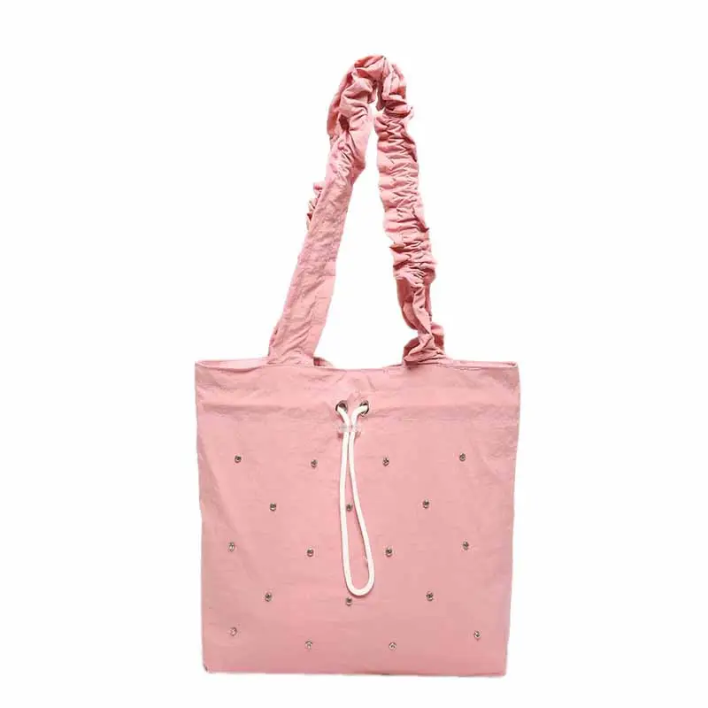 Pink Drawstring Shoulder Bag for Women - Image 9