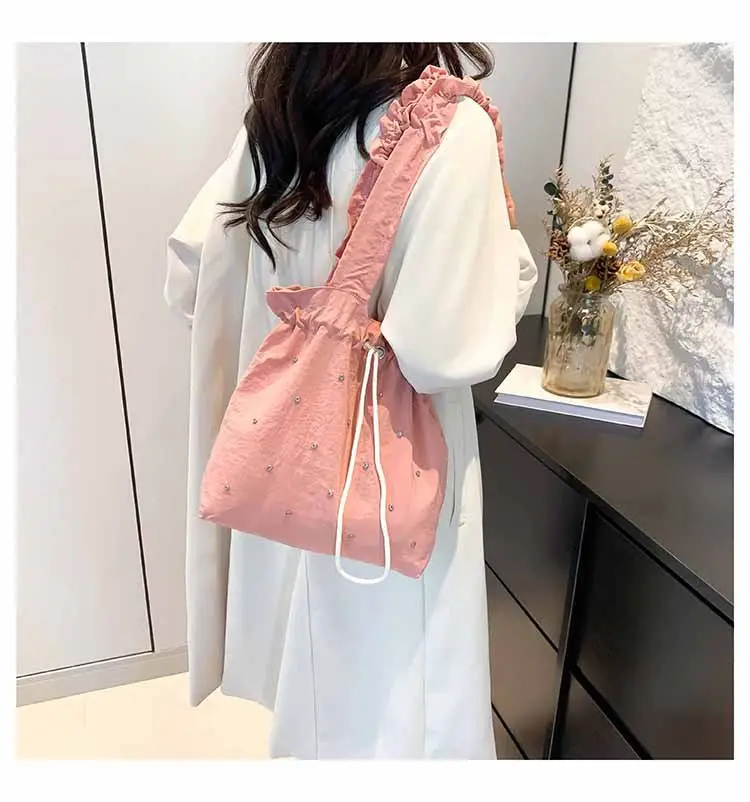 Pink Drawstring Shoulder Bag for Women — feature 14