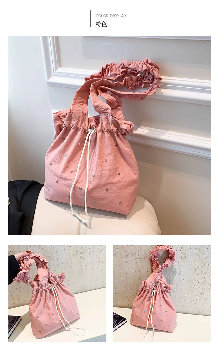 Pink Drawstring Shoulder Bag for Women — feature 18