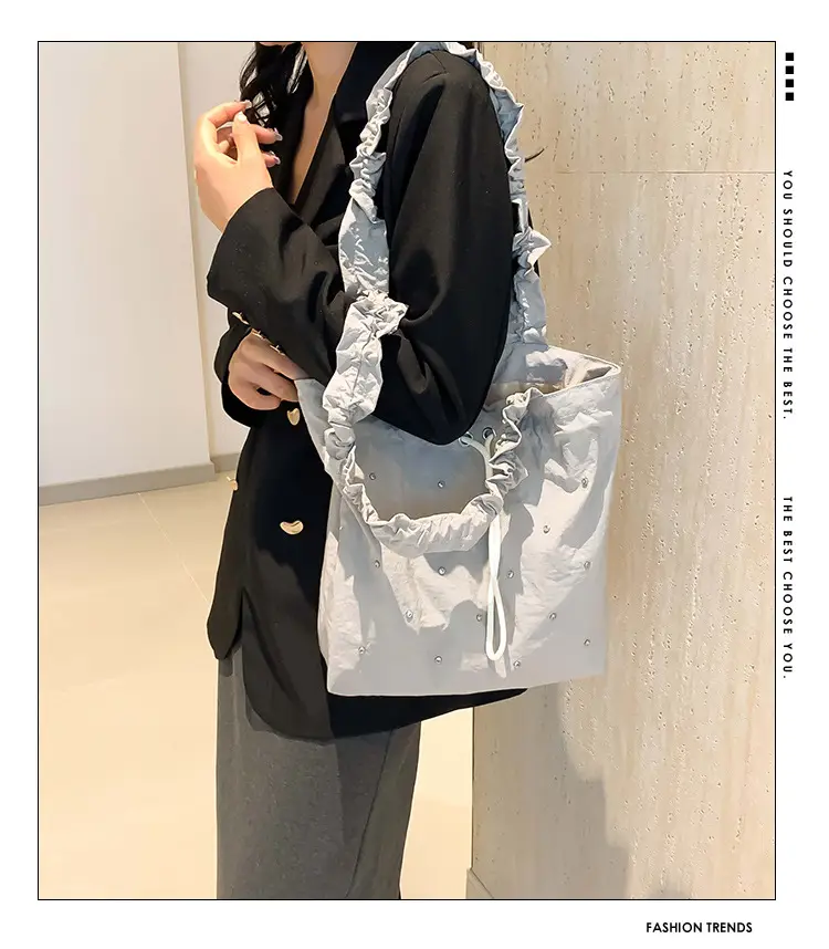 Pink Drawstring Shoulder Bag for Women — feature 2