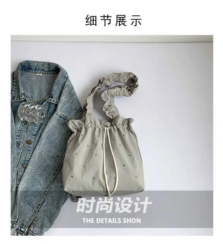 Pink Drawstring Shoulder Bag for Women — feature 7