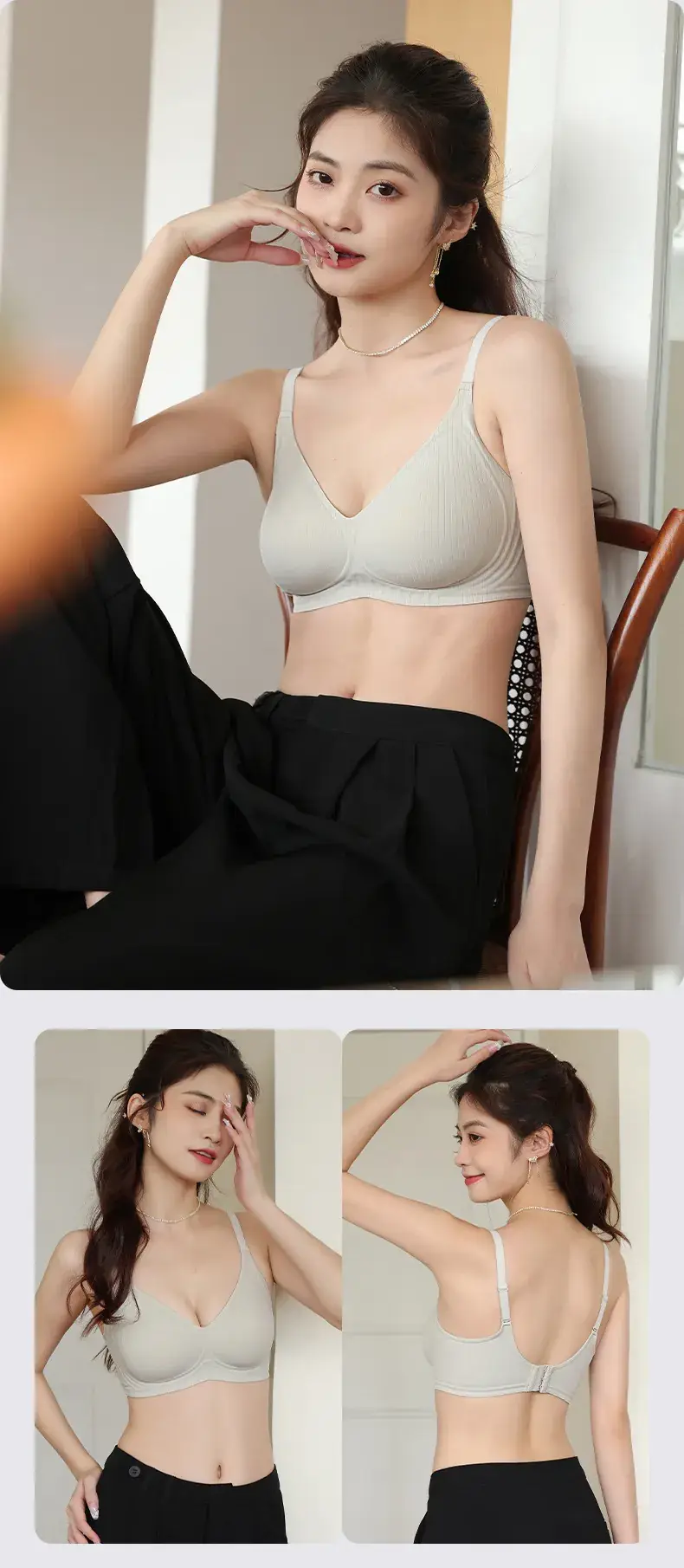 Women's Jelly Strip Traceless Underwear Fixed Cup Large Chest — feature 16