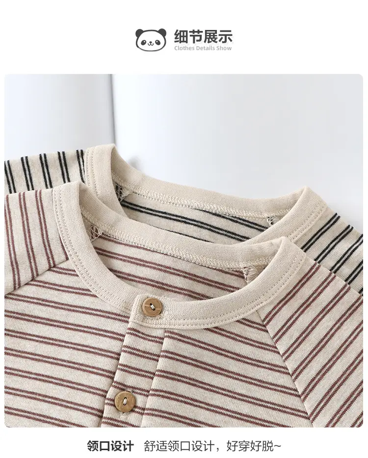 Baby Long Sleeve T-Shirt Striped Beige Brown Spring Outfit — feature 10