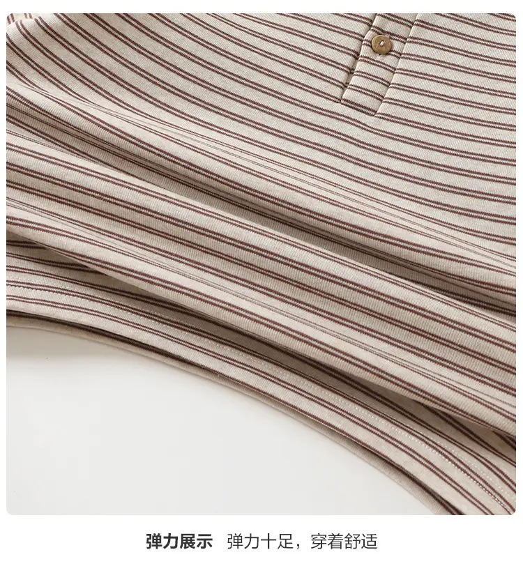Baby Long Sleeve T-Shirt Striped Beige Brown Spring Outfit — feature 13