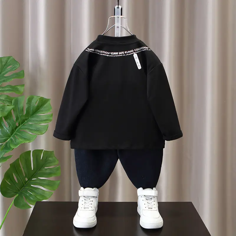 Boys White Hoodie Sweatshirt Set Spring Autumn 2024 - Image 4