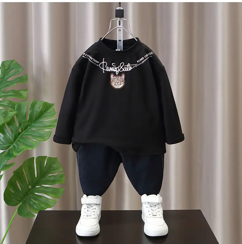 Boys White Hoodie Sweatshirt Set Spring Autumn 2024 — feature 7