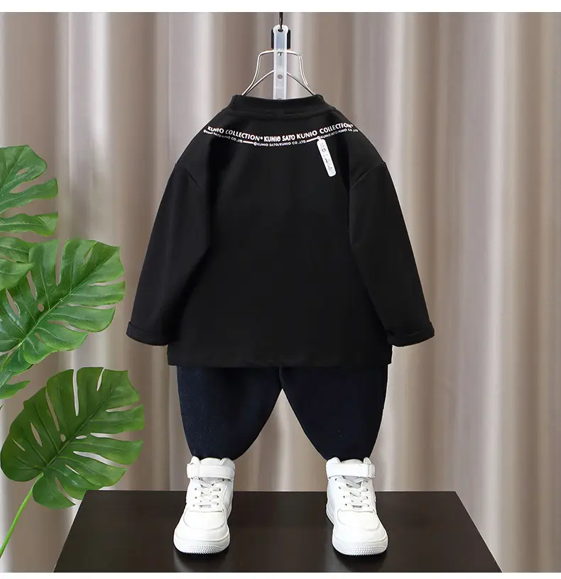 Boys White Hoodie Sweatshirt Set Spring Autumn 2024 — feature 8