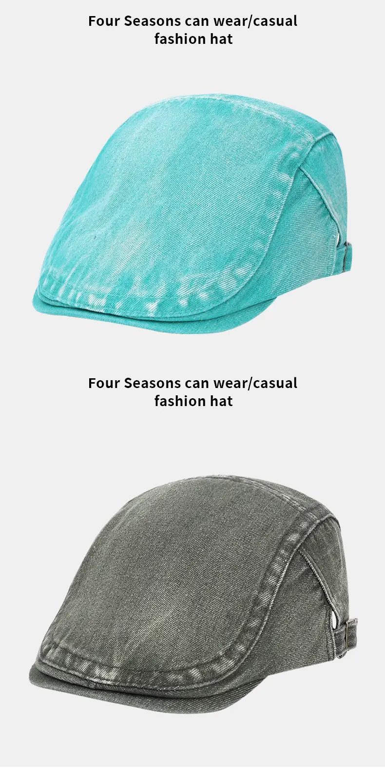 Vintage Denim Forward Cap Gray Short Bristle — feature 8